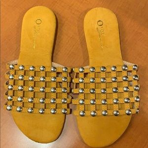 Yellow beaded sandals